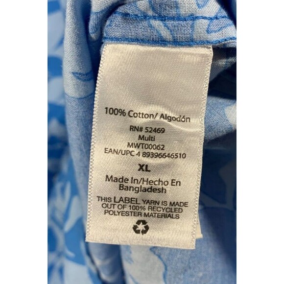 Free Assembly XL Blue Tropical Floral Hawaiian Short Sleeve Button-up Shirt - Picture 5 of 13